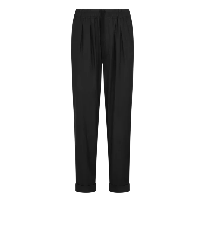 Pantaloni leggeri in twill fluido di cotone e seta