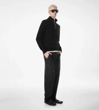 Pantaloni leggeri in twill fluido di cotone e seta