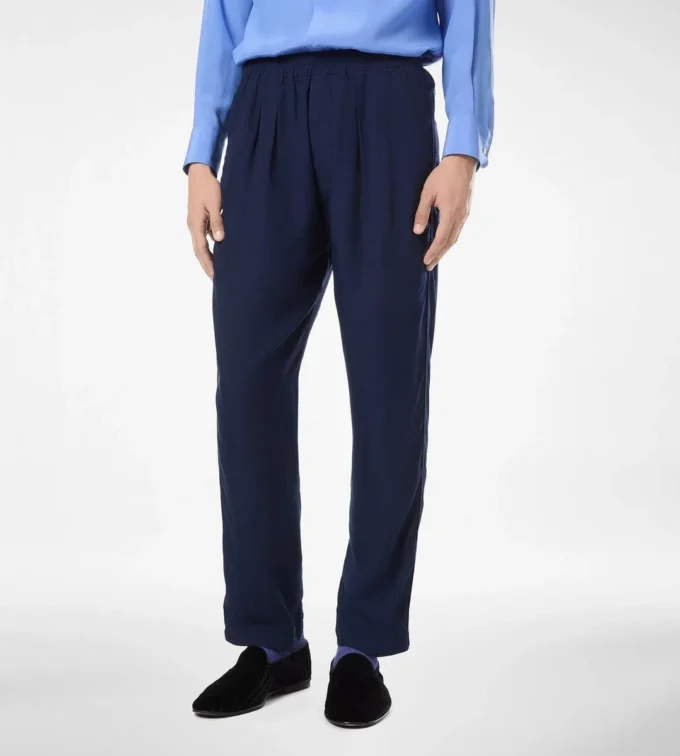 Pantaloni lounge leggeri in lyocell con pieghe