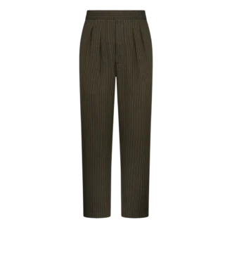 Pantaloni lounge plissettati in cotone e seta con righe bengalesi
