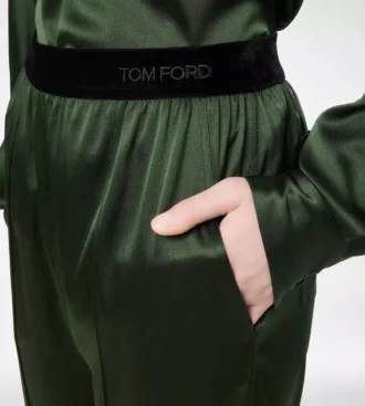 Pantaloni pigiama in raso di seta elasticizzato