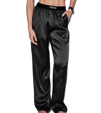 Pantaloni pigiama in raso di seta elasticizzato