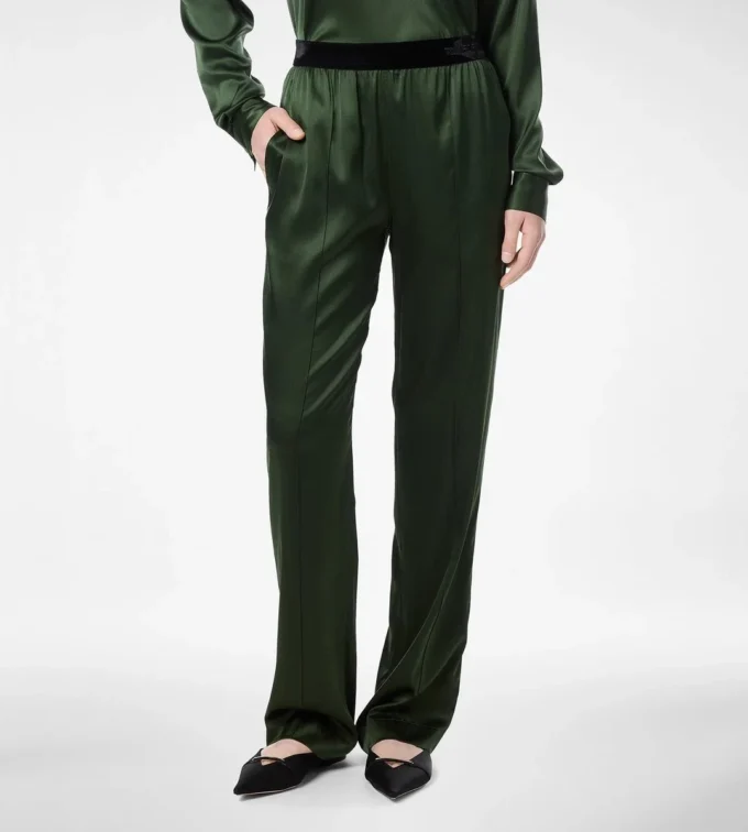 Pantaloni pigiama in raso di seta elasticizzato Pantaloni pigiama in raso di seta elasticizzato