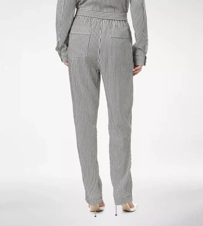 Pantaloni pigiama in seta a righe con bordino Pantaloni pigiama in seta a righe con bordino