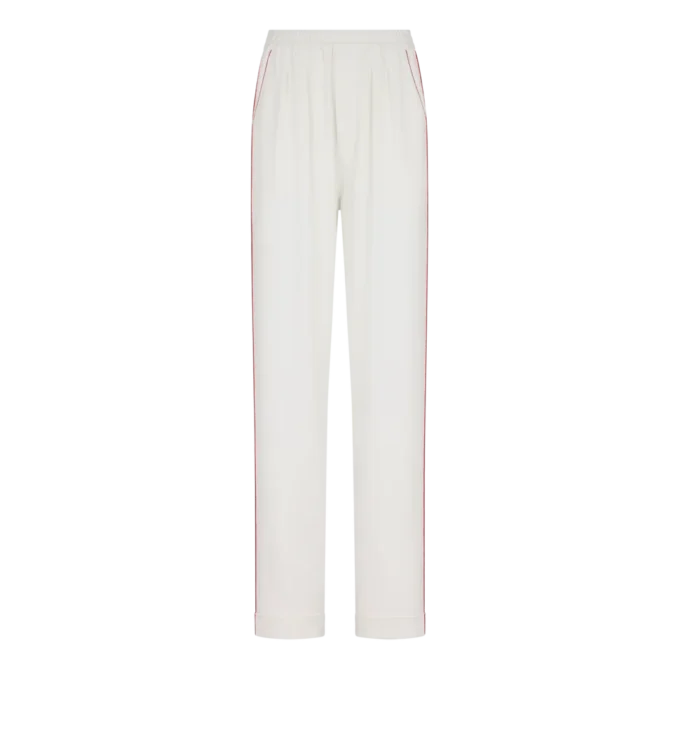 Pantaloni pigiama in twill di seta con bordino Pantaloni pigiama in twill di seta con bordino
