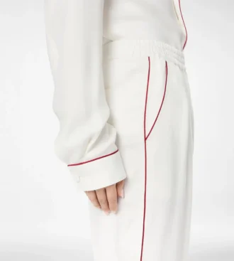 Pantaloni pigiama in twill di seta con bordino