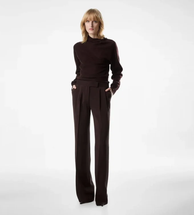 Pantaloni sartoriali a gamba larga con doppia piega Pantaloni sartoriali a gamba larga con doppia piega