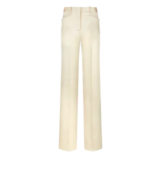 Pantaloni sartoriali bootcut in twill di seta e lana