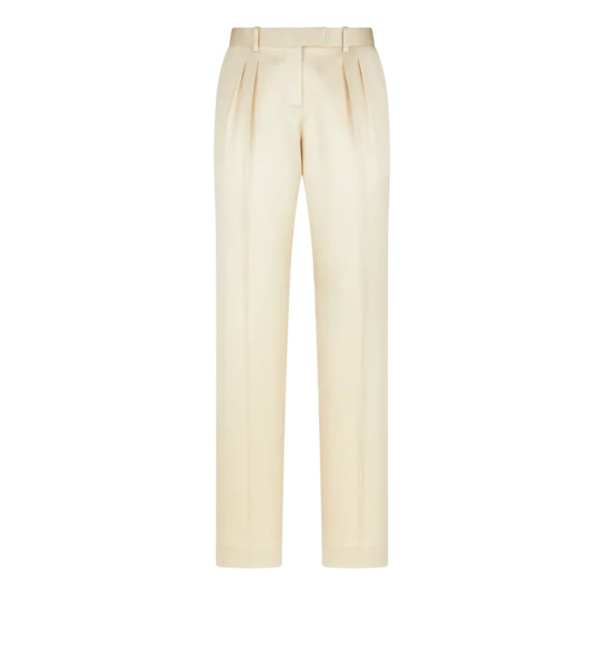 Pantaloni sartoriali con pieghe in twill di seta e lana Pantaloni sartoriali con pieghe in twill di seta e lana