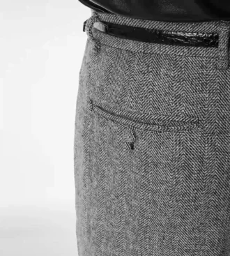 Pantaloni Sharkskin Herringbone Double Splittable