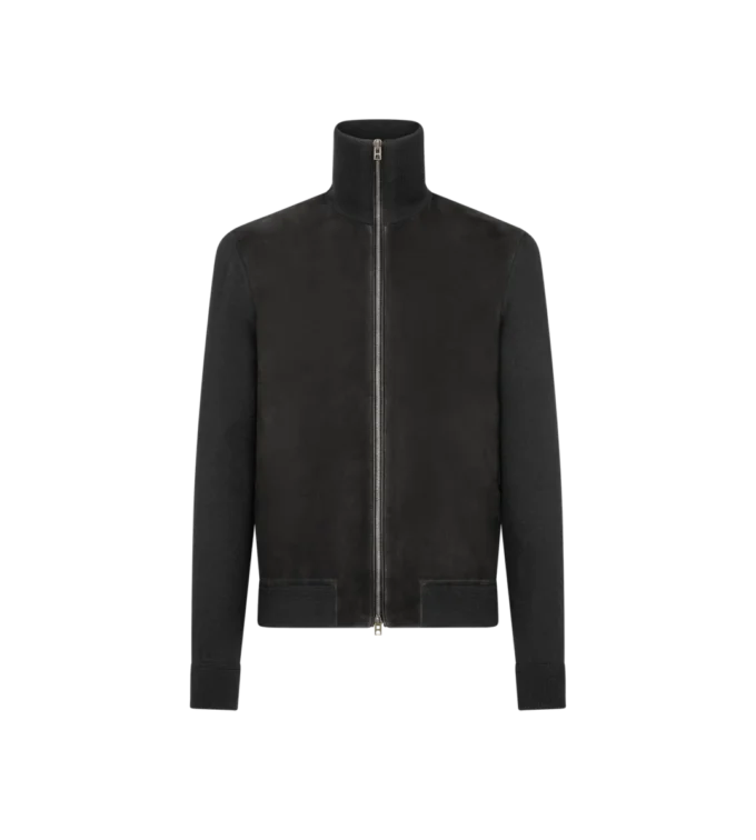 Pelle scamosciata sul davanti Merino con zip integrale