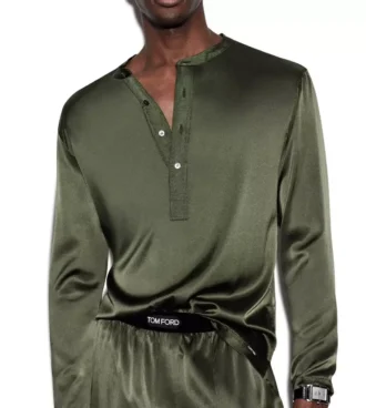 Pigiama in seta Henley 