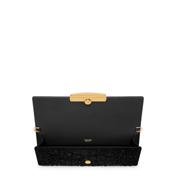 Pochette Bar con ricami in paillettes effetto coccodrillo Pochette Bar con ricami in paillettes effetto coccodrillo