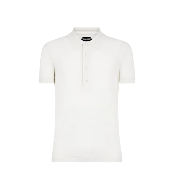 Polo a maniche corte in cotone e cashmere