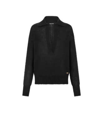 Polo a maniche lunghe in cashmere e seta