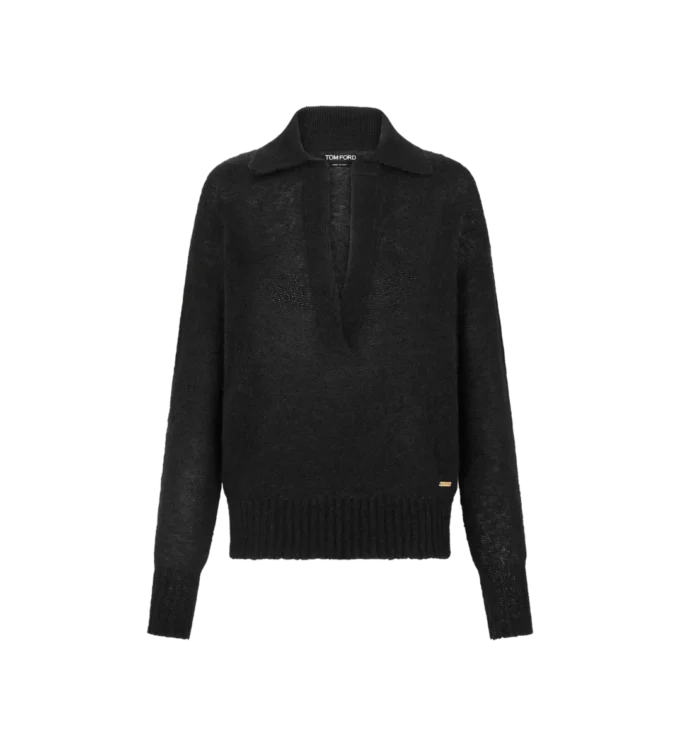 Polo a maniche lunghe in cashmere e seta