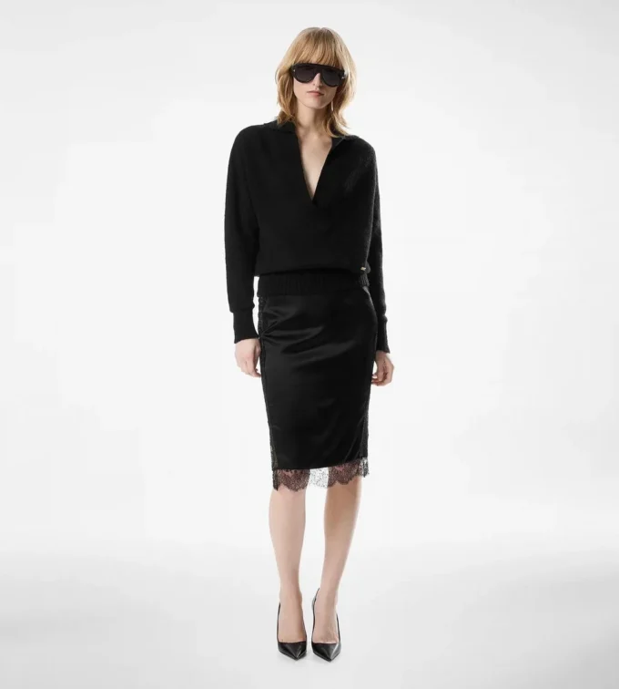 Polo a maniche lunghe in cashmere e seta