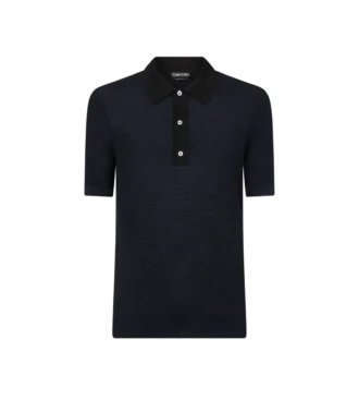 Polo bicolore in lana merino