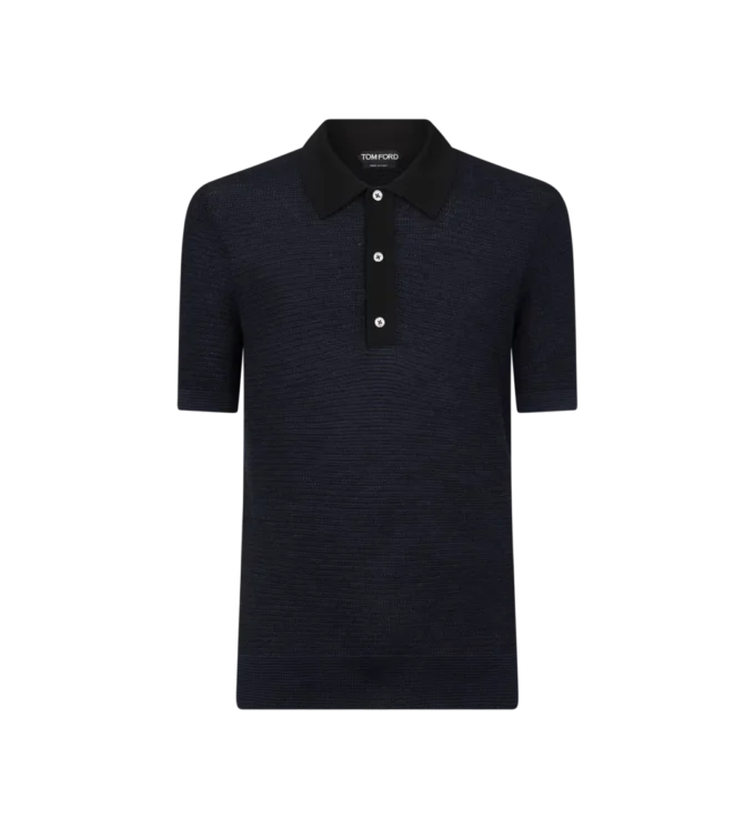 Polo bicolore in lana merino