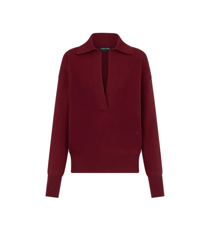 Polo in cashmere a maniche lunghe