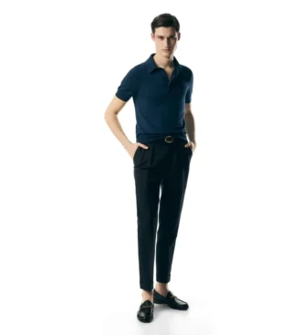 Polo in cashmere e seta a maglia fine