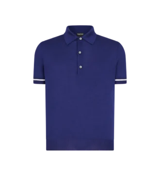 Polo in cashmere e seta con bordino a contrasto