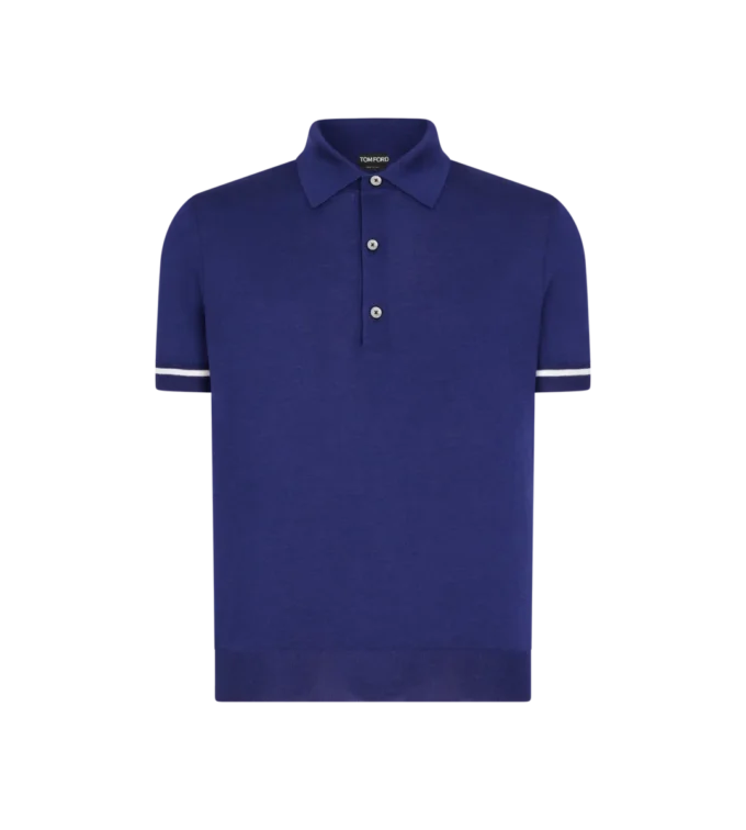 Polo in cashmere e seta con bordino a contrasto