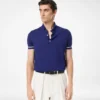 Polo in cashmere e seta con bordino a contrasto