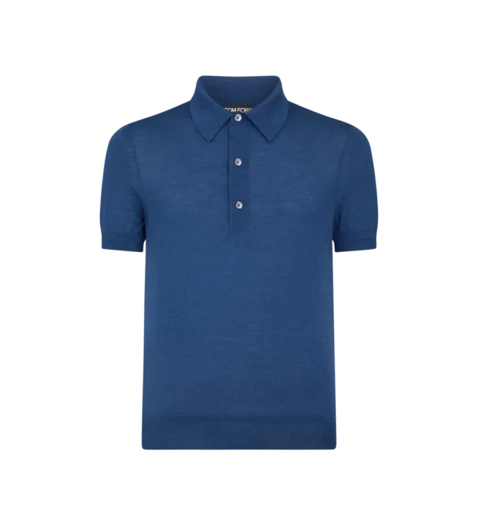 Polo in maglia di cashmere e seta a trama fine
