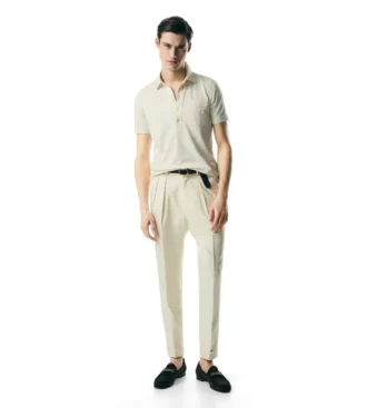 Polo in misto seta piquet