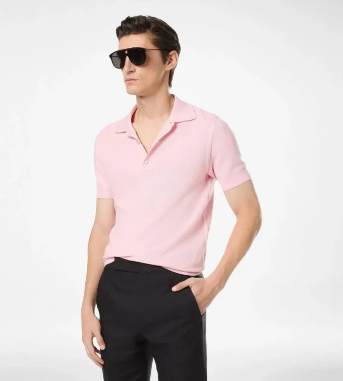 Polo in piquet di cotone e seta