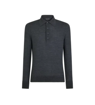 Polo in pura lana a maglia fine
