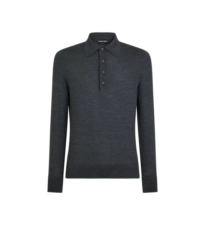 Polo in pura lana a maglia fine