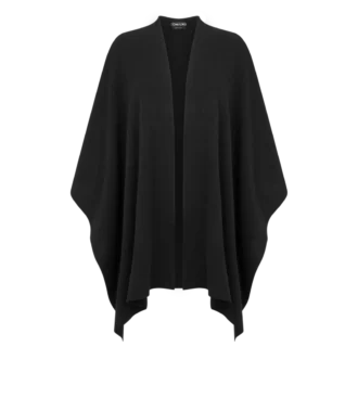 Poncho in cashmere con logo Tf ricamato tono su tono