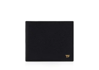 Portafoglio bifold in pelle a grana fine