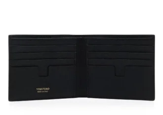 Portafoglio bifold in pelle a grana fine
