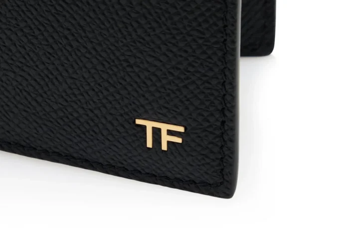 Portafoglio bifold in pelle a grana fine