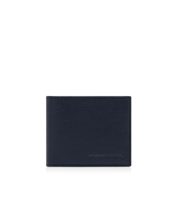 Portafoglio classico bifold allungato in morbida pelle fiore con linea a T