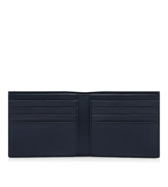 Portafoglio classico bifold allungato in morbida pelle fiore con linea a T