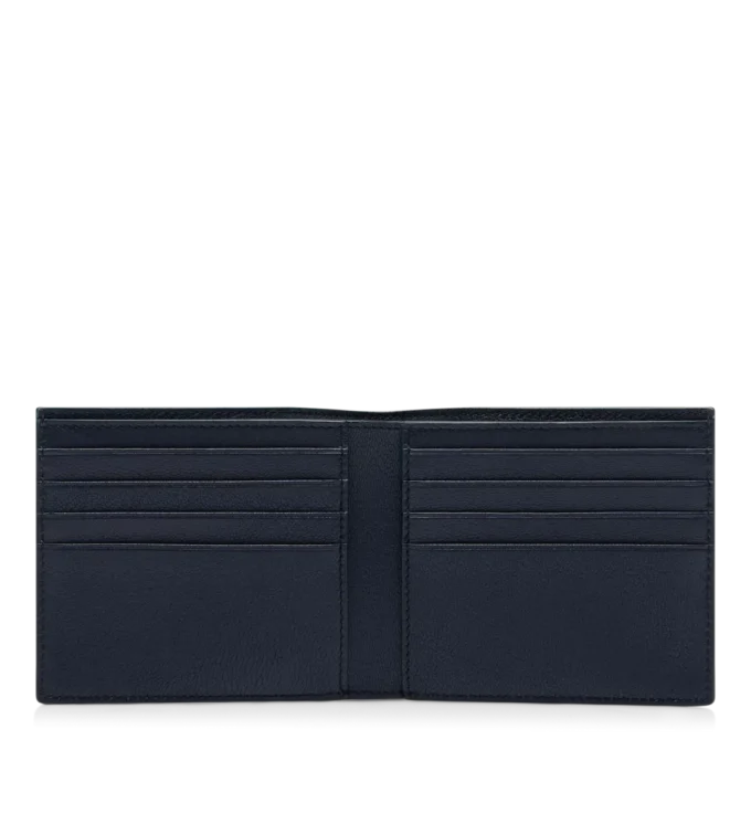 Portafoglio classico bifold allungato in morbida pelle fiore con linea a T