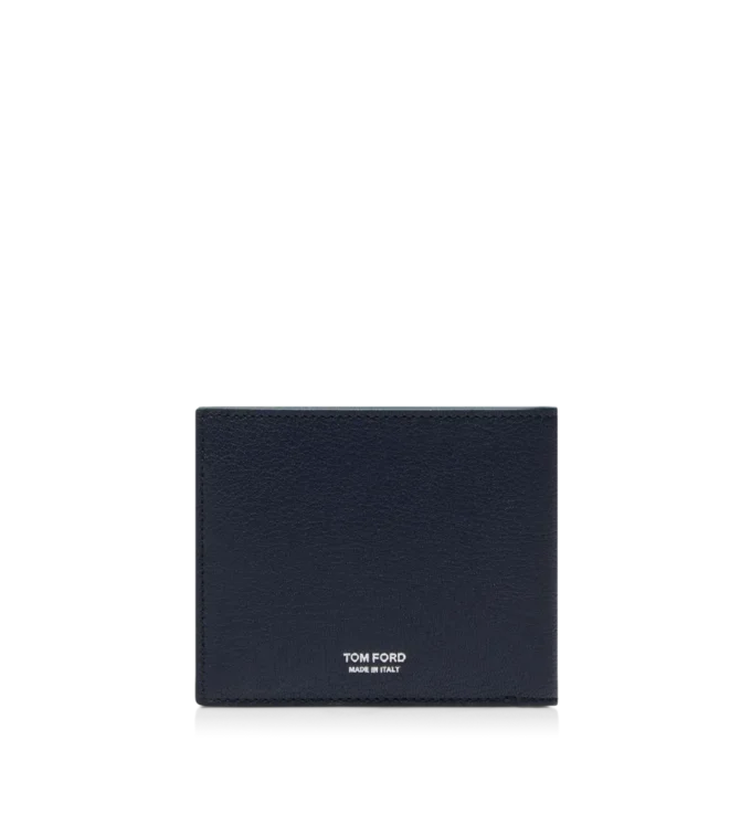 Portafoglio classico bifold allungato in morbida pelle fiore con linea a T