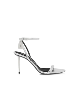 Sandalo con lucchetto in pelle nappa laminata