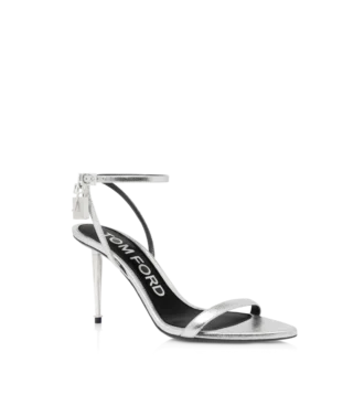 Sandalo con lucchetto in pelle nappa laminata