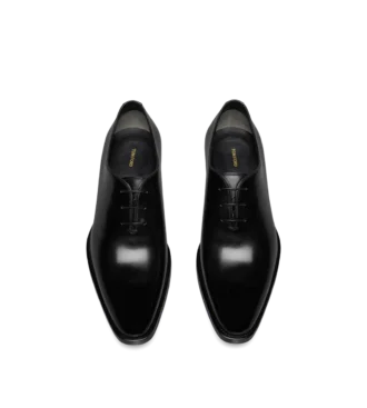 Scarpa stringata intera in pelle brunita