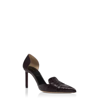Scarpe con tacco Eva D’Orsay in pelle di coccodrillo lucida stampata