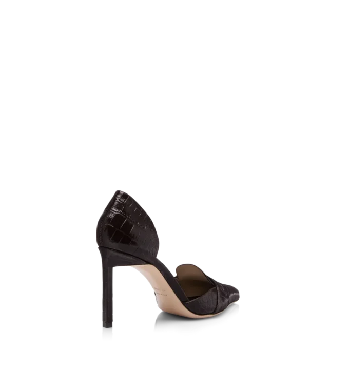 Scarpe con tacco Eva D’Orsay in pelle di coccodrillo lucida stampata