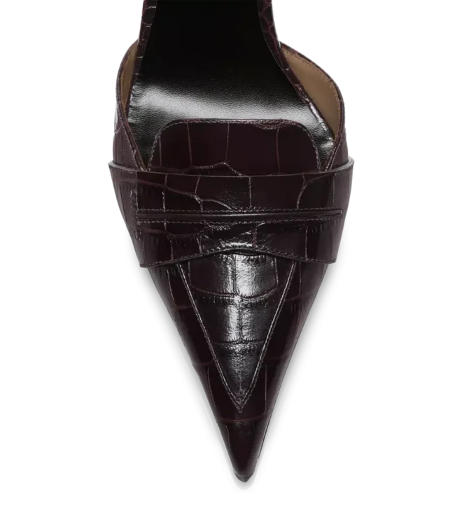Scarpe con tacco Eva D’Orsay in pelle di coccodrillo lucida stampata