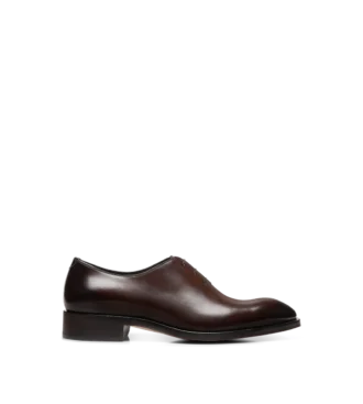 Scarpe stringate in pelle brunita