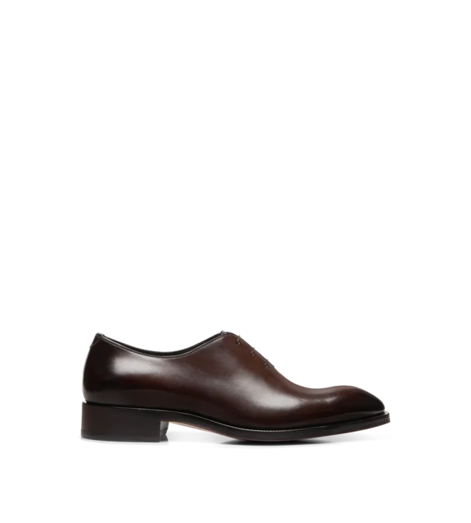 Scarpe stringate in pelle brunita