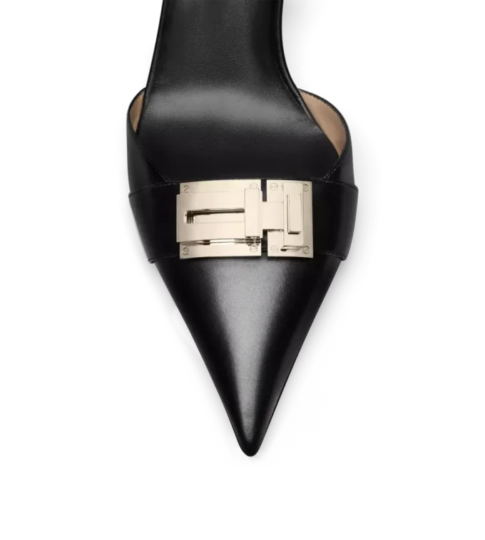 Slingback con fibbia a T in pelle lucida Slingback con fibbia a T in pelle lucida